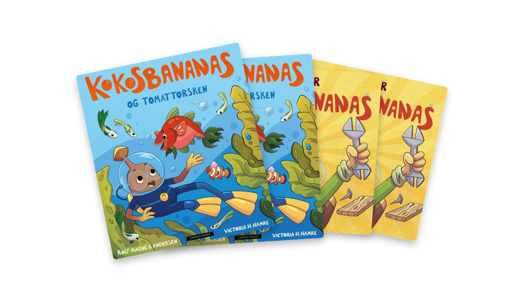 Omslag fra verk "Kokosbananas-bøkene"