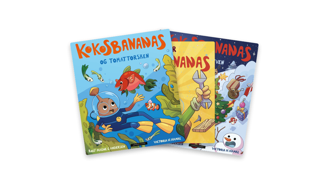 Omslag fra verk "Kokosbananas-bøkene"