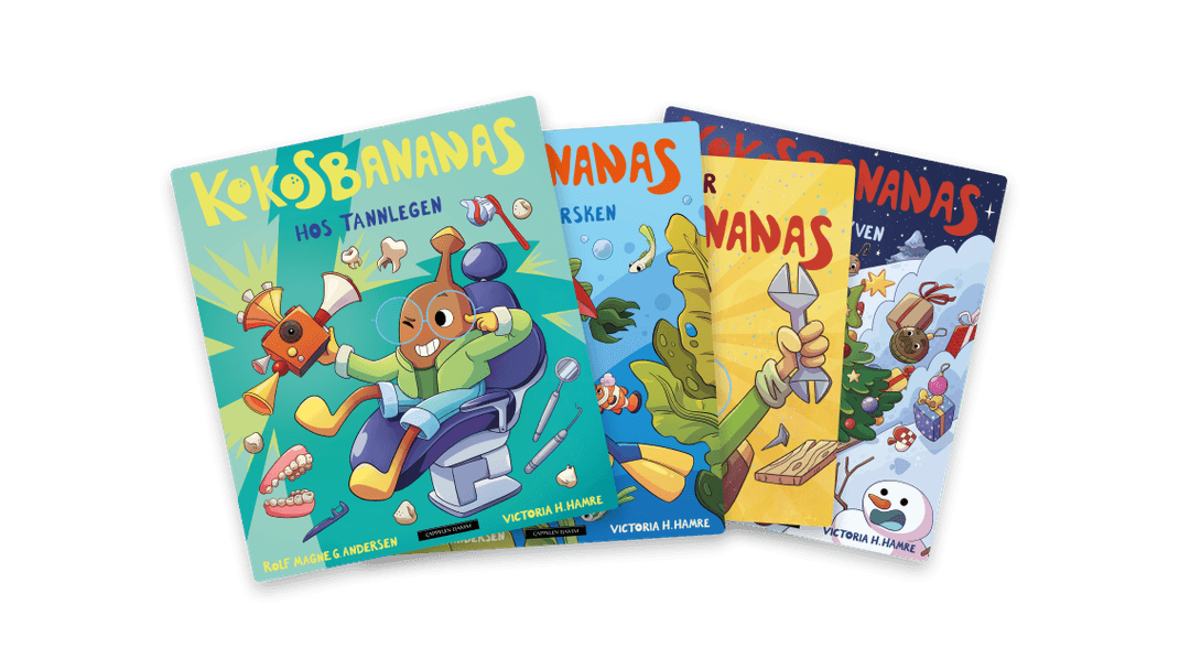 Omslag fra verk "Kokosbananas-bøkene"