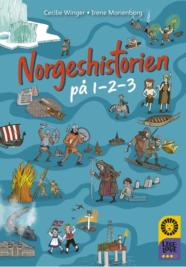 Omslag av "Leseløve nivå 3 - Norgeshistorien på 1-2-3"