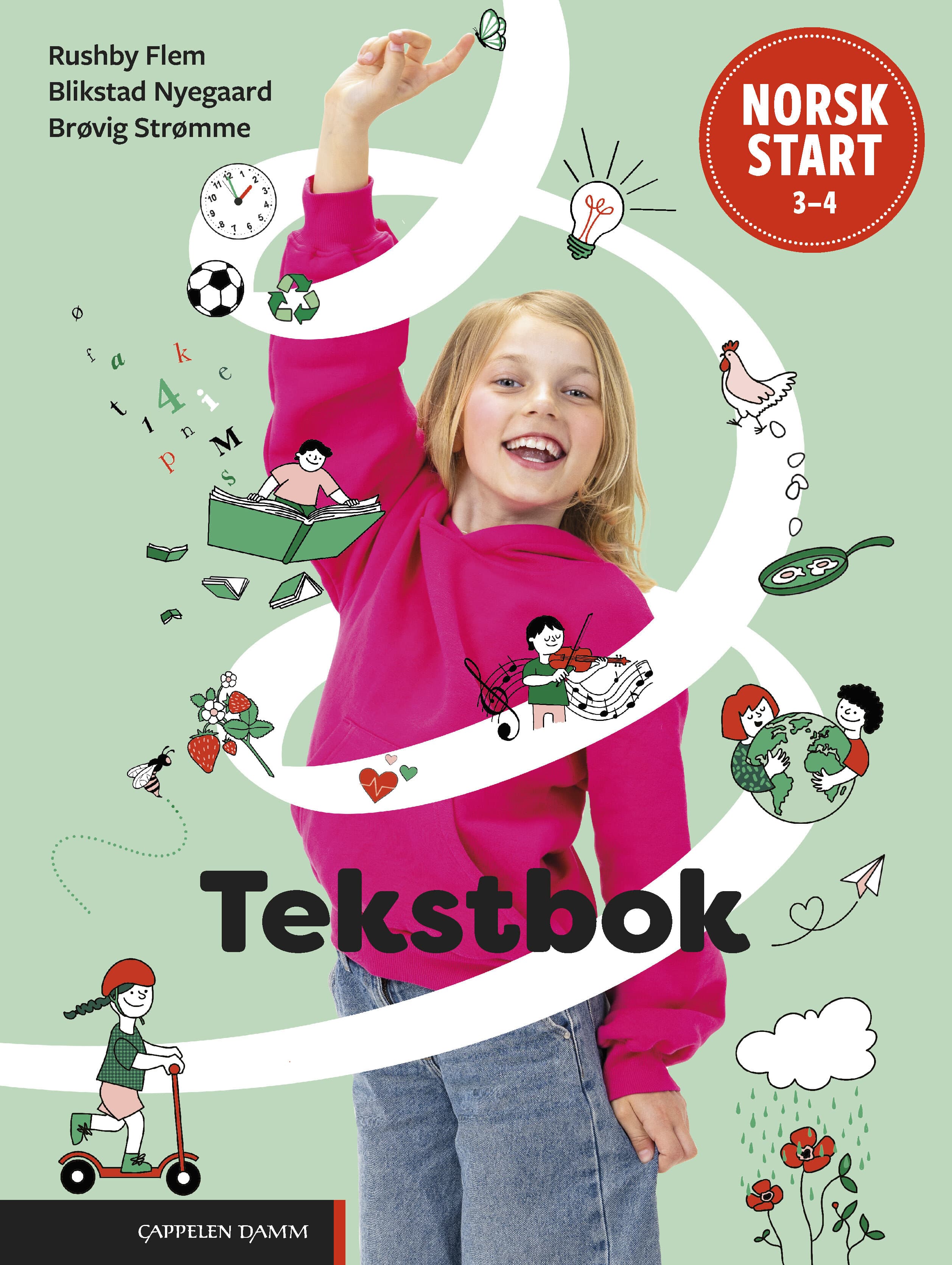 Omslag Norsk start 3–4 Tekstbok (LK20) av Rushby Flem, Blikstad Nyegaard og Brøvig Strømme (Innbundet)