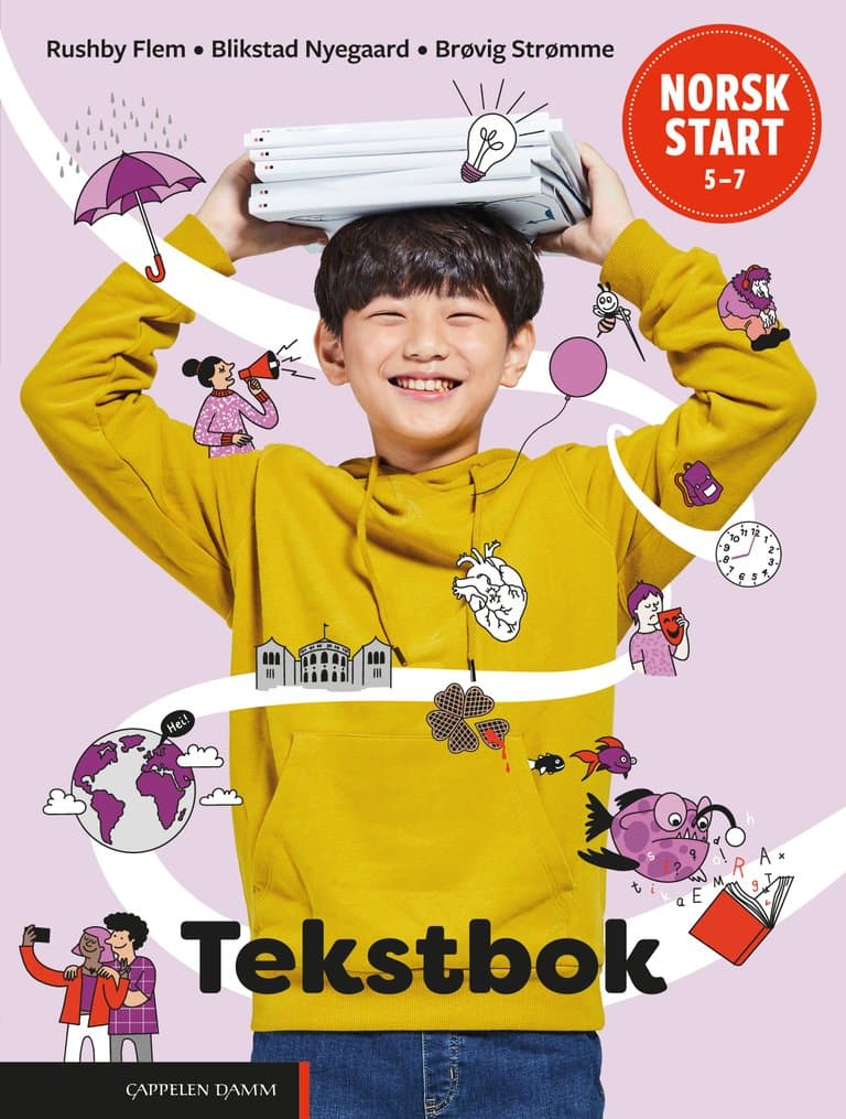 Omslag Norsk start 5–7 Tekstbok (LK20) av Rushby Flem, Blikstad Nyegaard og Brøvig Strømme (Innbundet)
