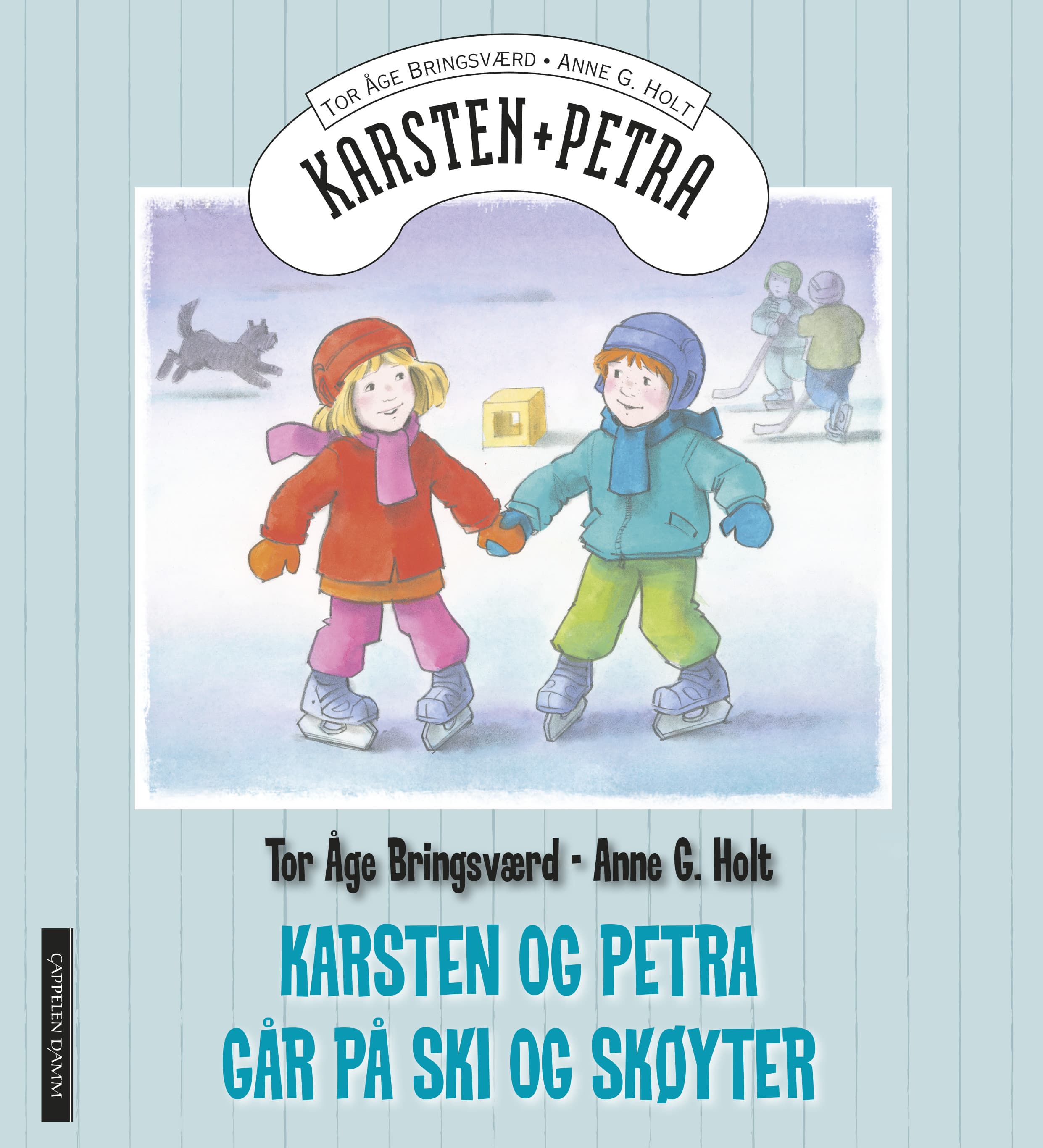 Omslag Karsten og Petra går på ski og skøyter av Tor Åge Bringsværd (Innbundet)