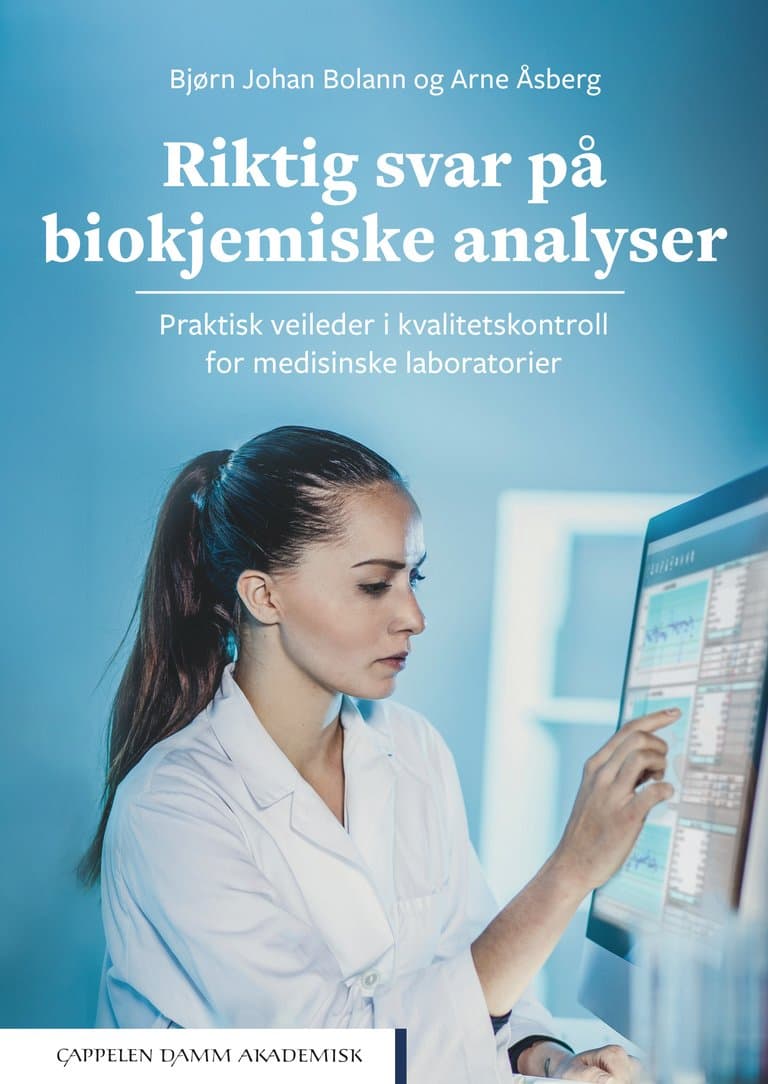 Omslag Riktig svar på biokjemiske analyser av Bjørn Johan Bolann og Arne Åsberg (Ebok)