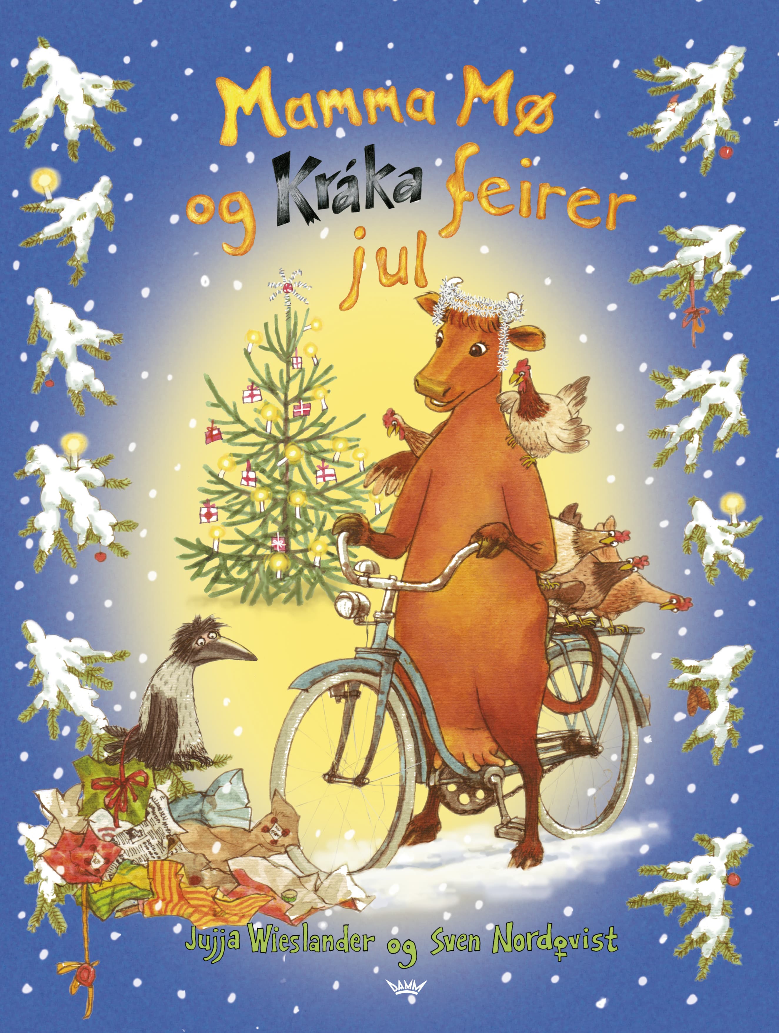 Omslag Mamma Mø og Kråka feirer jul av Jujja Wieslander og Sven Nordqvist (Innbundet)