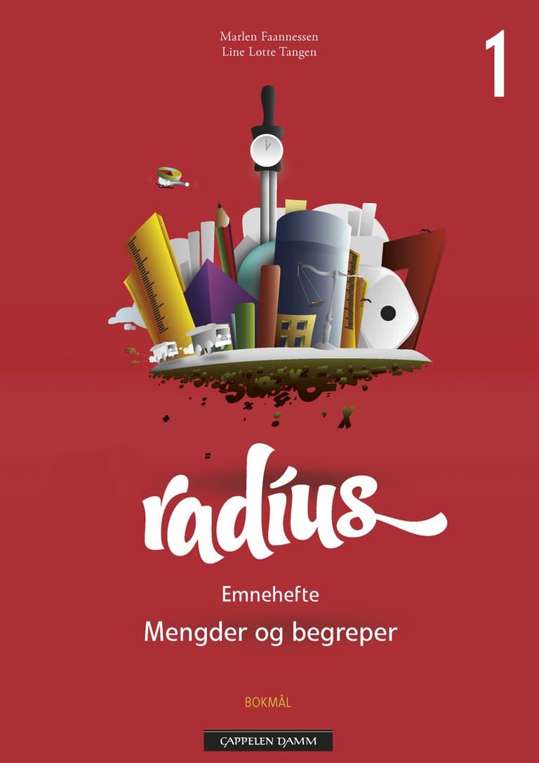 Omslag Radius Emnehefte 1 Mengder og begreper av Marlen Faannessen og Line Lotte Tangen (Heftet)