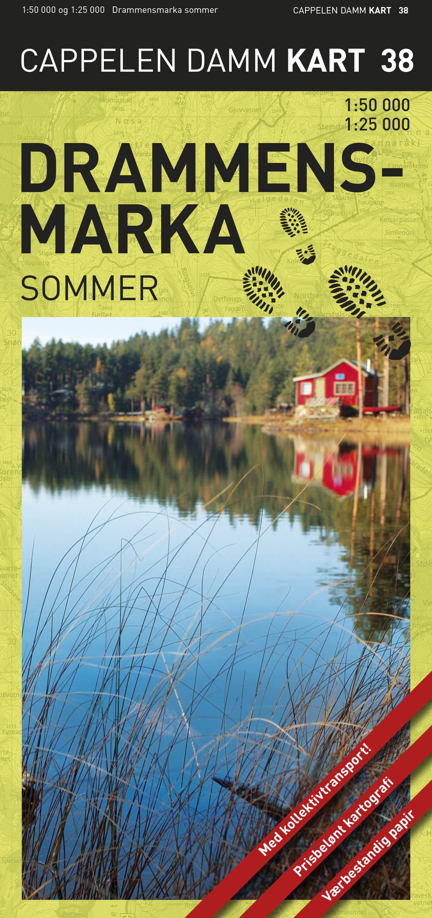 Omslag Drammensmarka sommer turkart (CK 38) av Cappelen Damm kart (Kart)