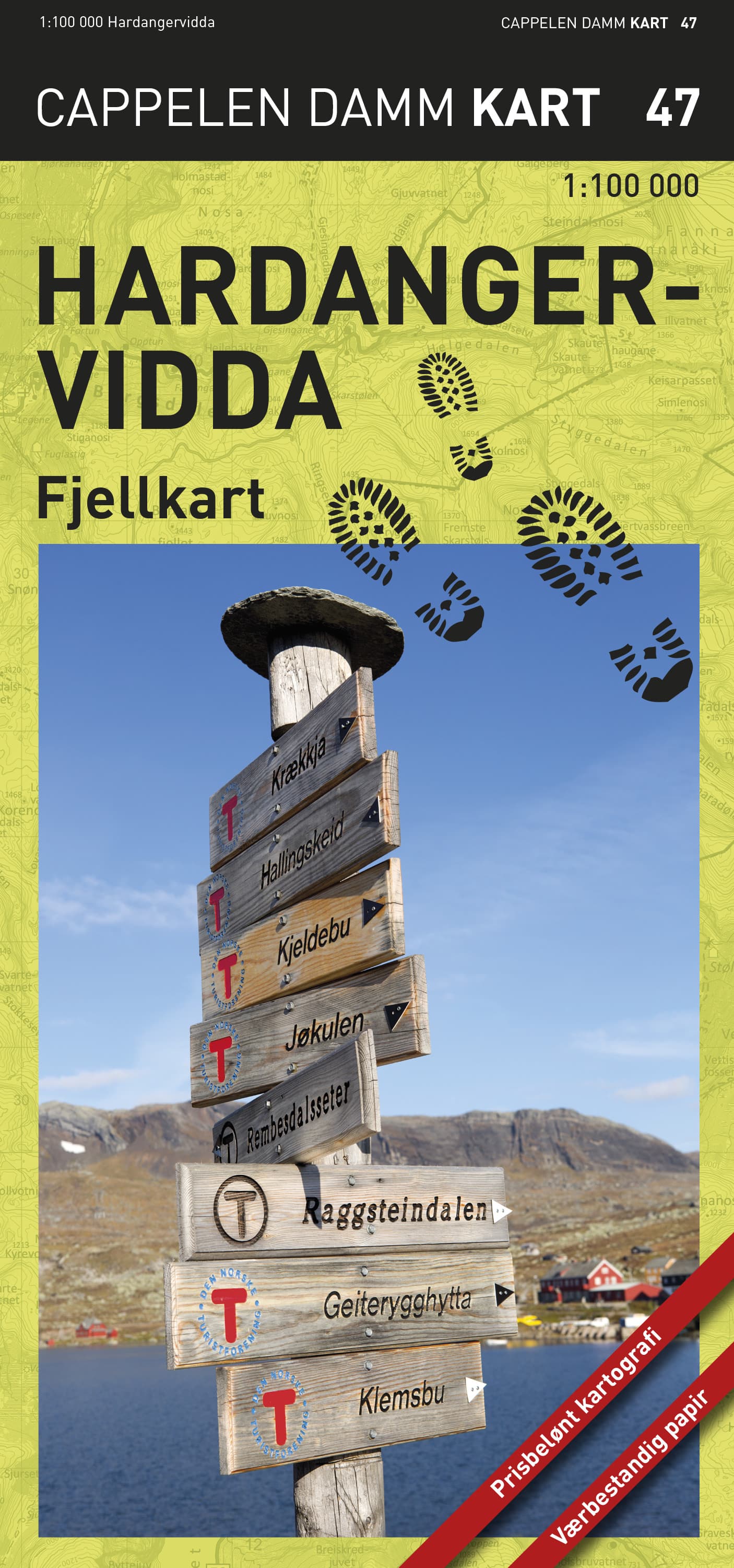 Omslag Hardangervidda fjellkart (CK 47) av Cappelen Damm kart (Kart)