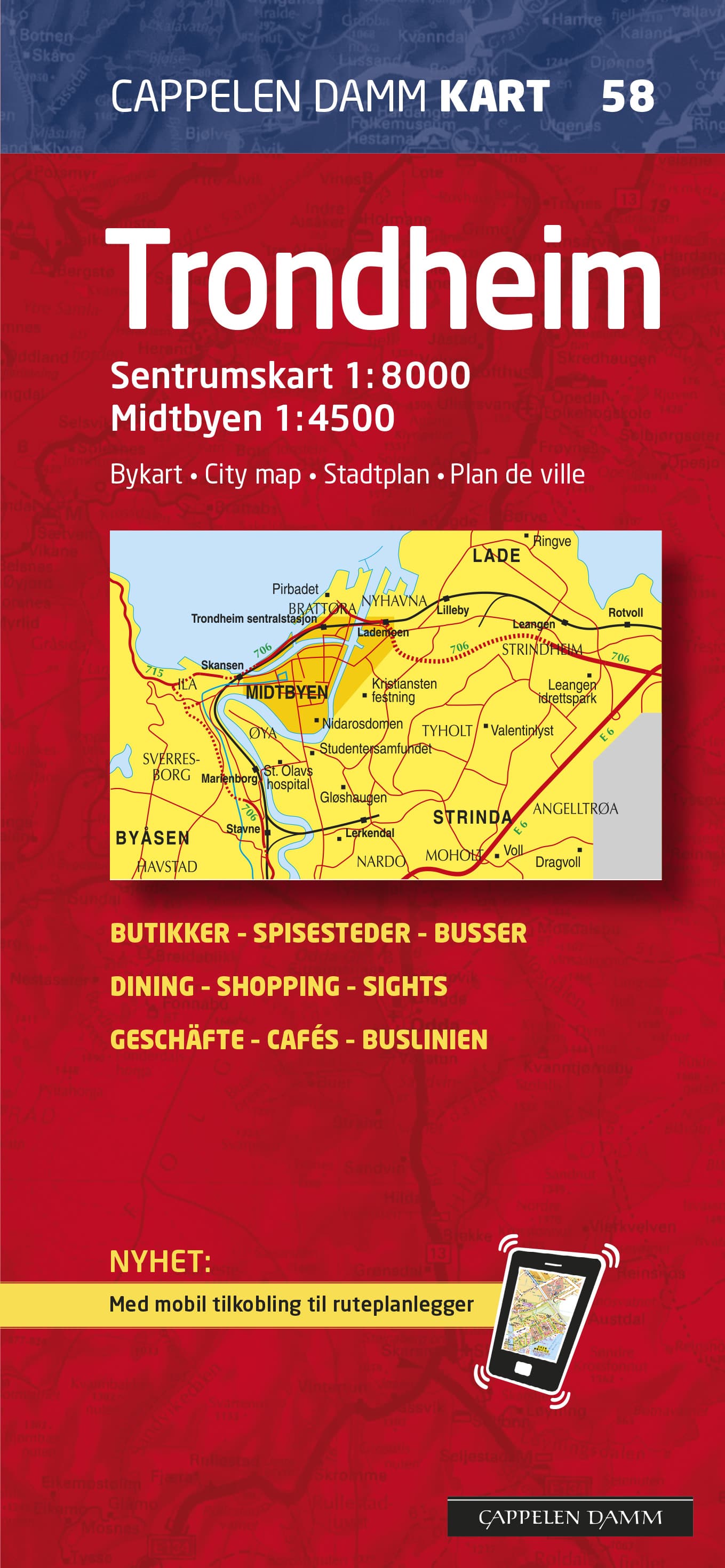 Omslag Trondheim bykart /city map (CK 58) av Cappelen Damm Kart (Kart)