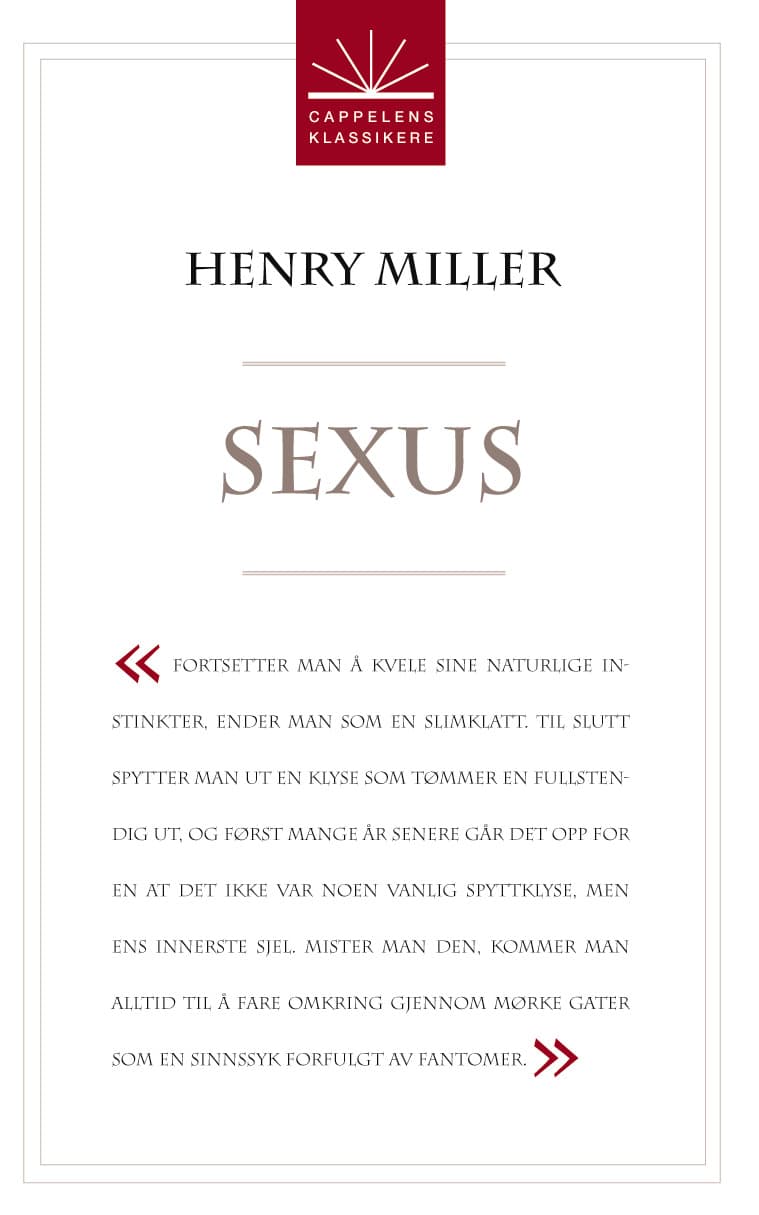 Omslag Sexus av Henry Miller (Heftet)