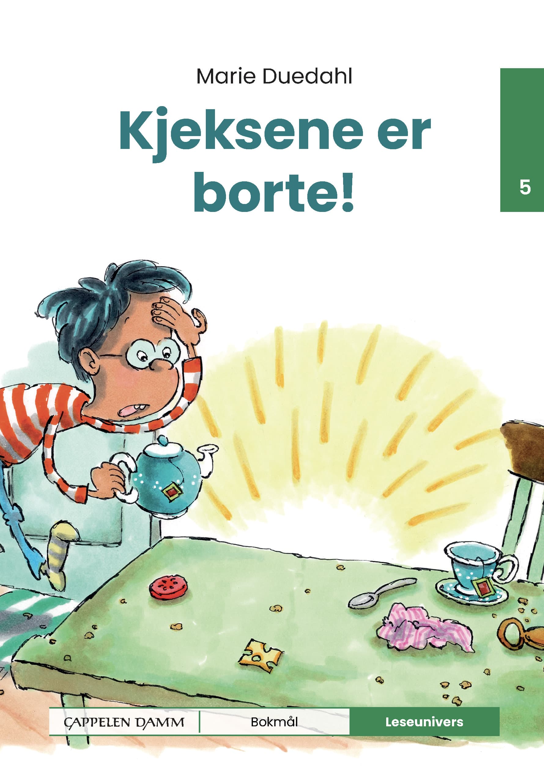 Omslag Leseunivers 5: Kjeksene er borte! av Marie Duedahl (Innbundet)