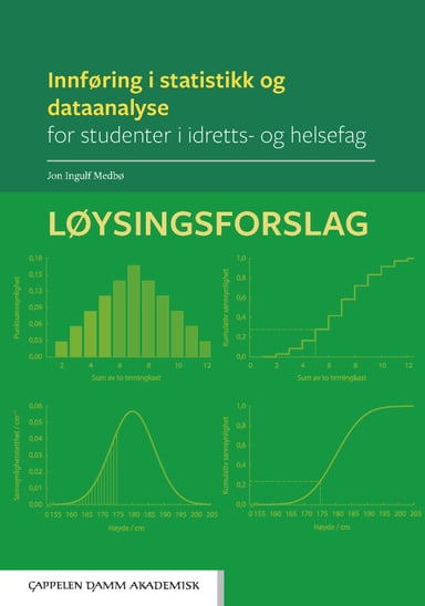 Omslag av "Innføring i statistikk og dataanalyse for studenter i idretts- og helsefag: Løysingsforslag"