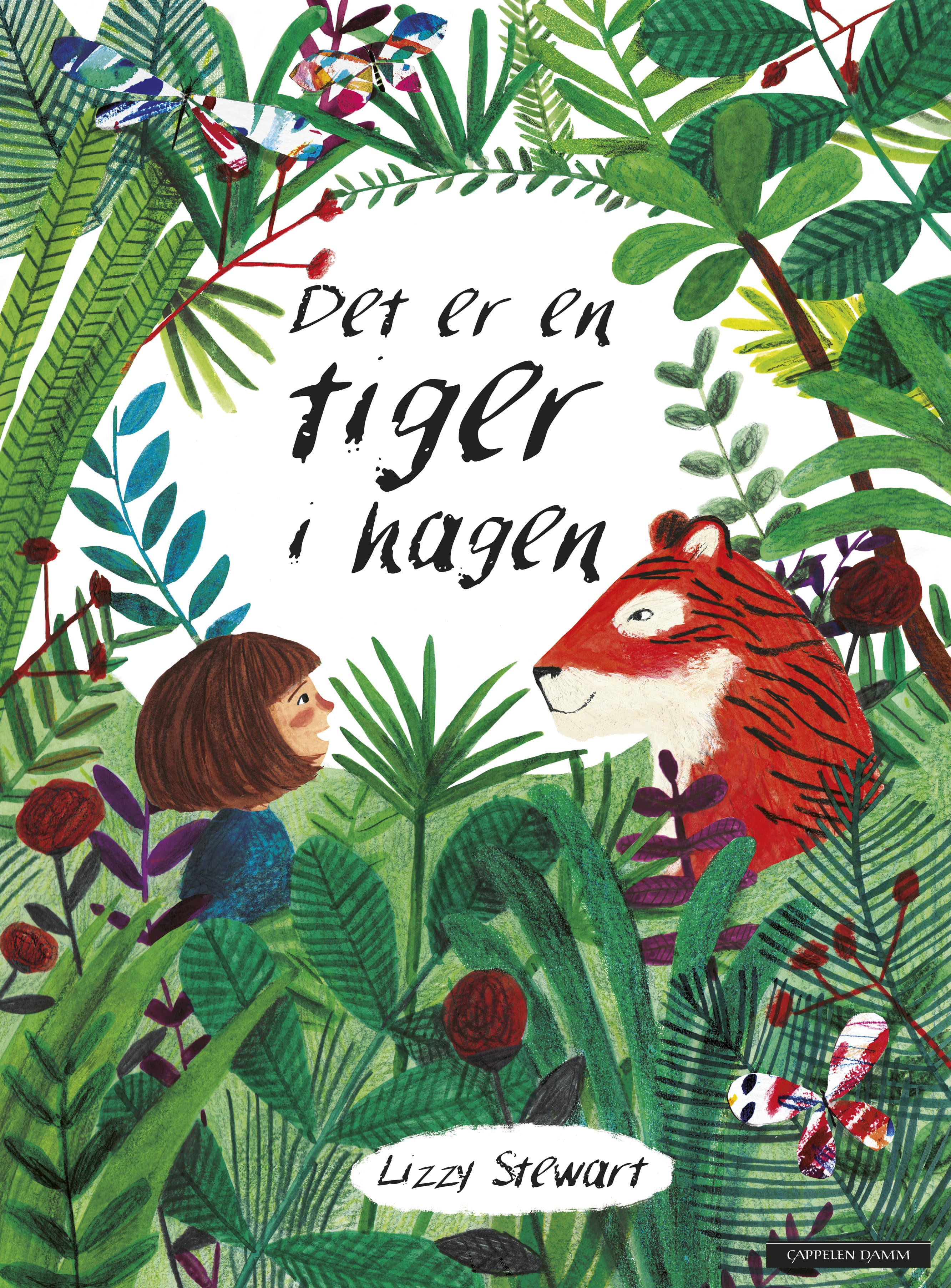 Omslag Det er en tiger i hagen av Lizzy Stewart (Innbundet)