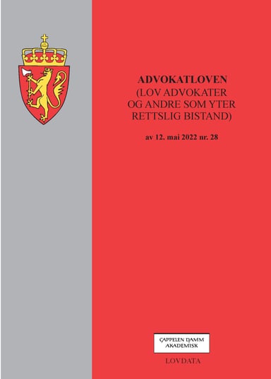 Omslag av "Advokatloven (lov om advokater og andre som yter rettslig bistand)"