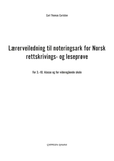 Omslag av "Noteringsark for 3.-10. trinn og videregående skole"