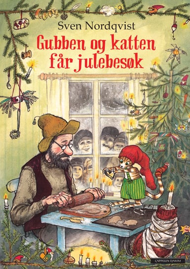 Omslag av "Gubben og katten får julebesøk"