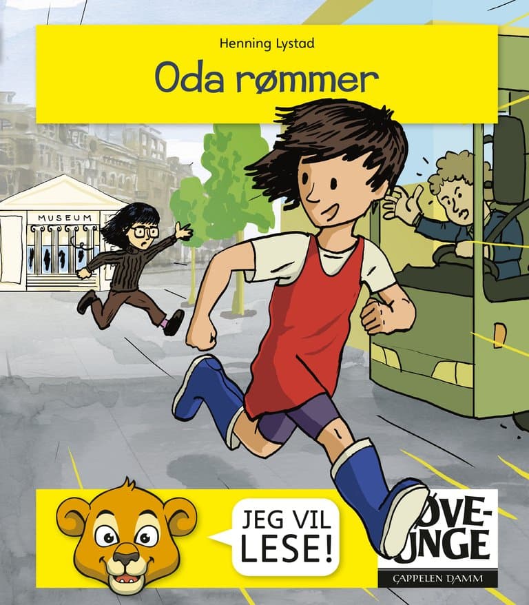 Omslag Løveunge - Oda rømmer av Henning Lystad (Innbundet)