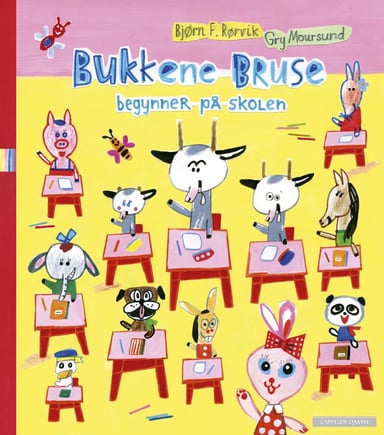 Omslag av "Bukkene Bruse begynner på skolen"