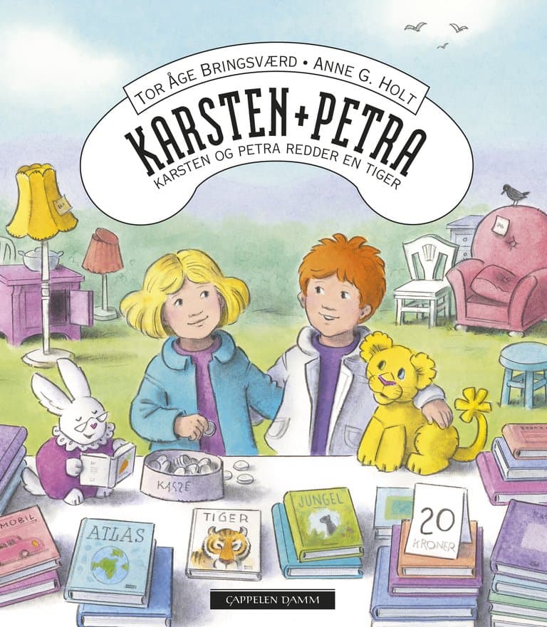 Omslag Karsten og Petra redder en tiger av Tor Åge Bringsværd (Innbundet)