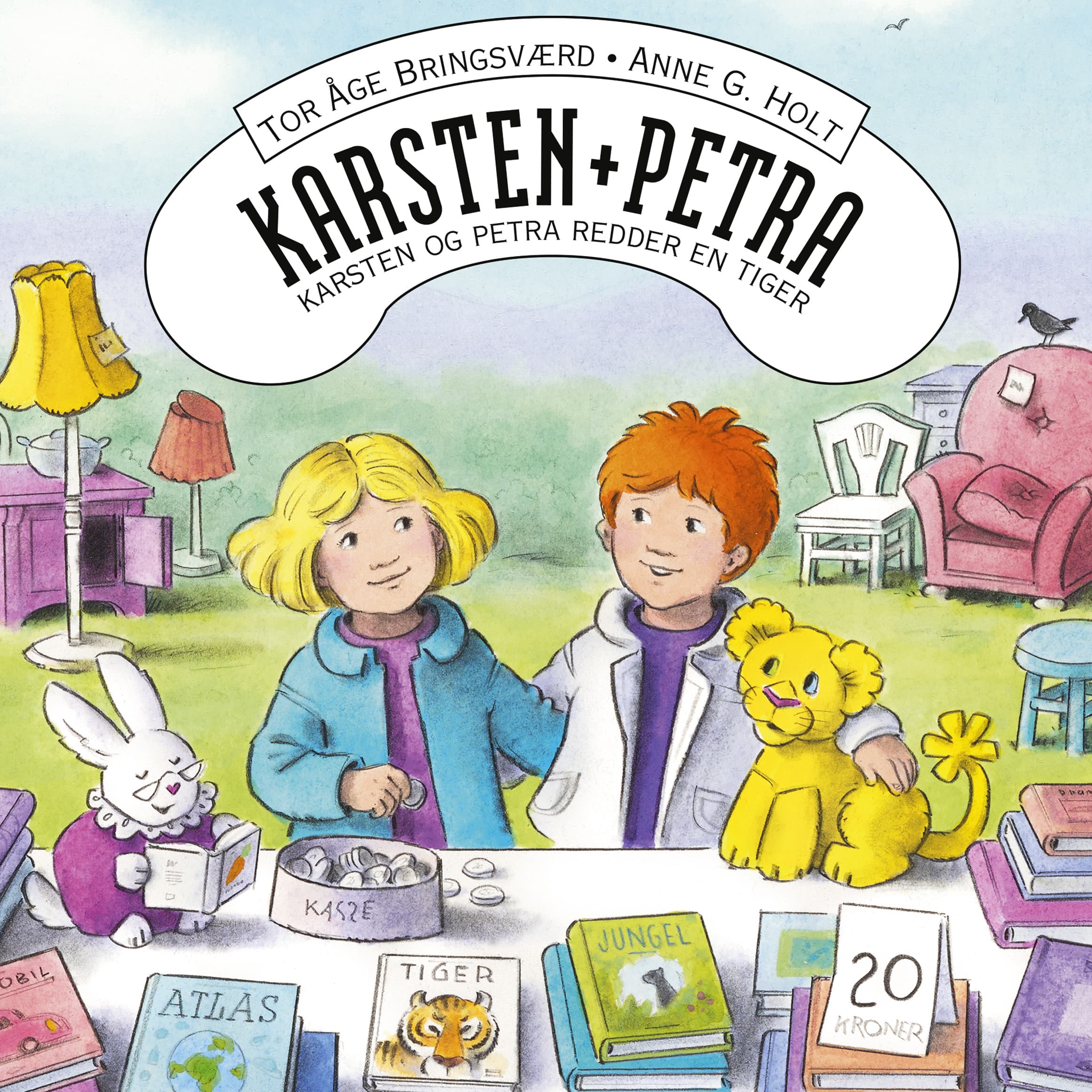 Omslag Karsten og Petra redder en tiger av Tor Åge Bringsværd (Lydbok)