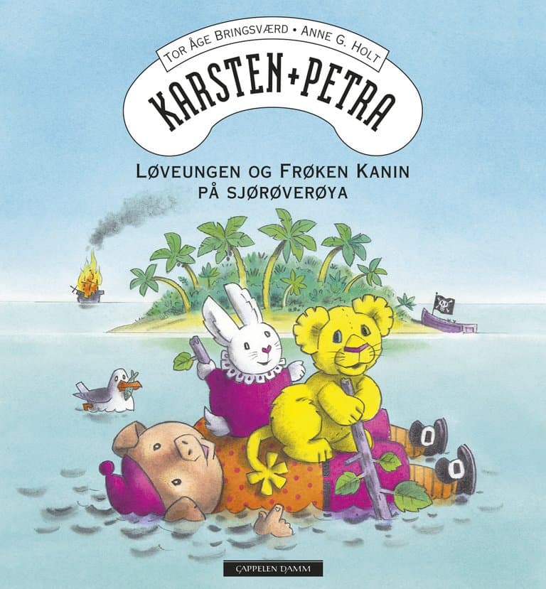 Omslag Løveungen og Frøken Kanin på Sjørøverøya av Tor Åge Bringsværd (Innbundet)