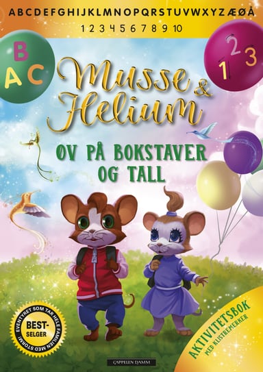 Omslag av "Musse & Helium - Øv på bokstaver og tall"