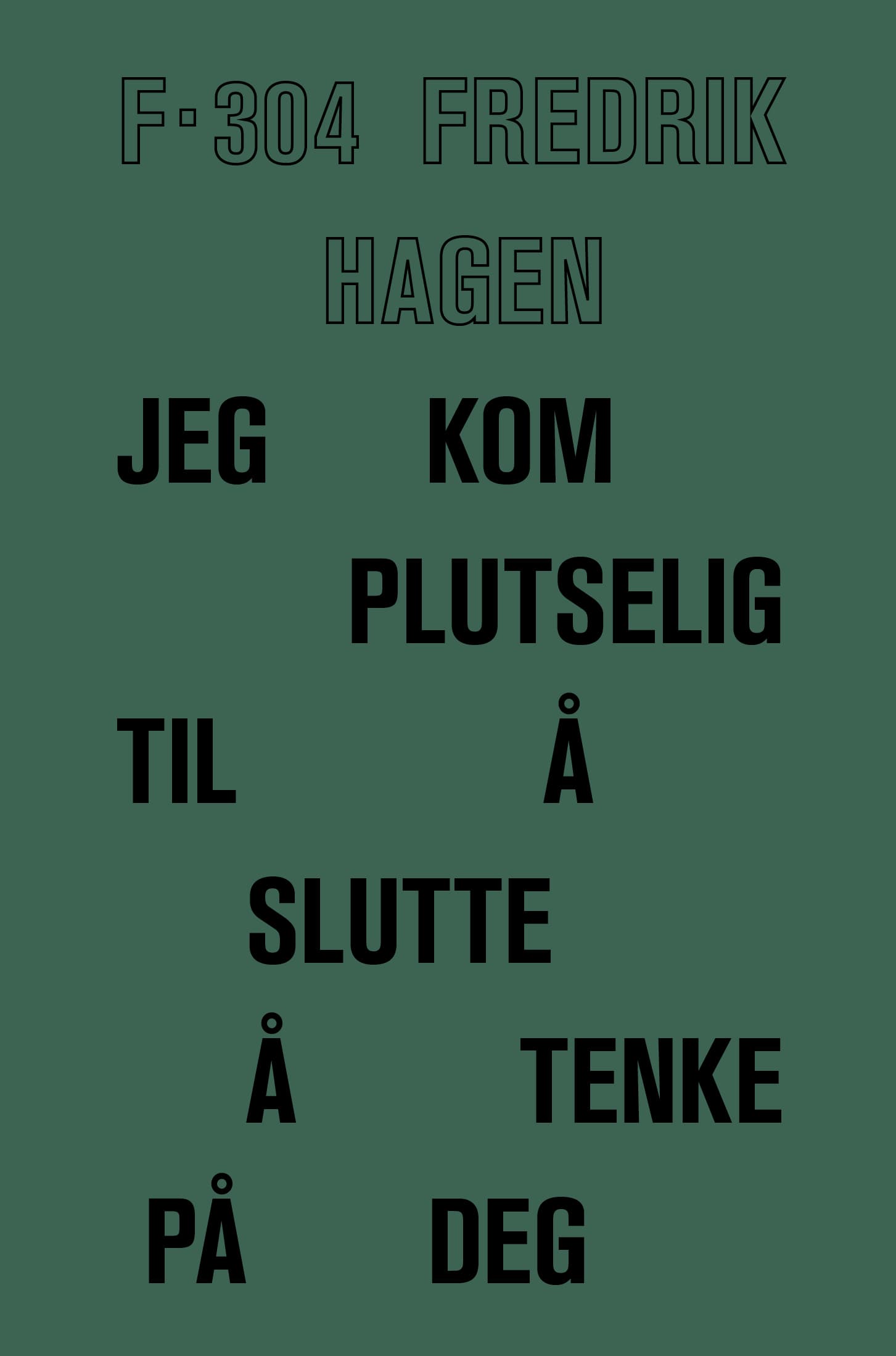 Omslag Jeg kom plutselig til å slutte å tenke på deg av Fredrik Hagen (Innbundet)