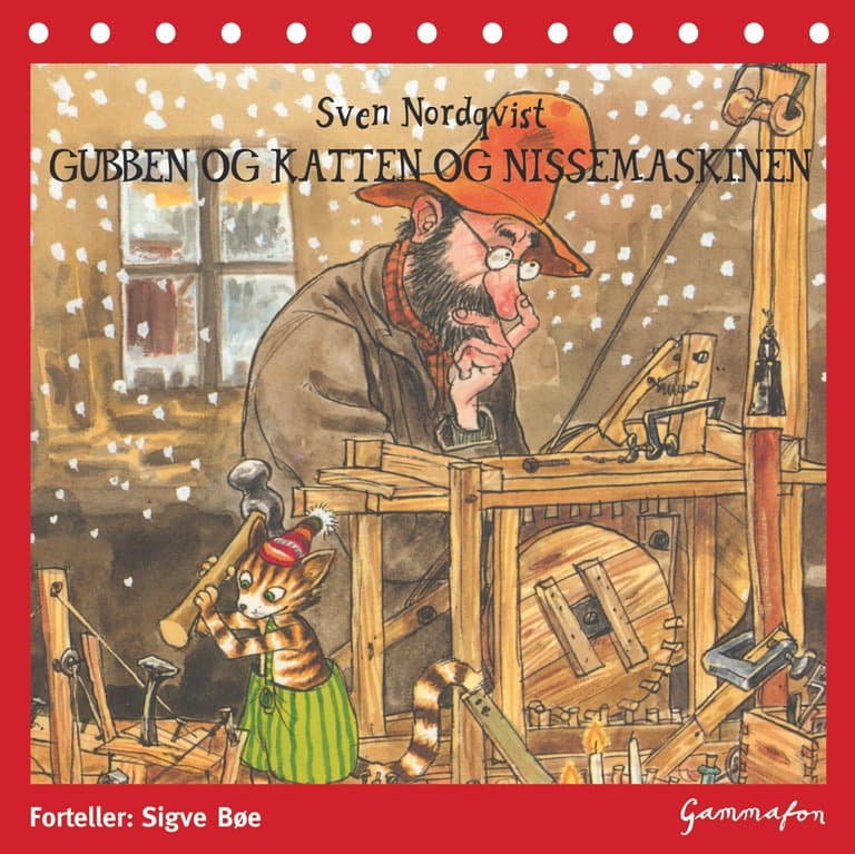 Omslag Gubben og katten og nissemaskinen av Sven Nordqvist (Lydbok)