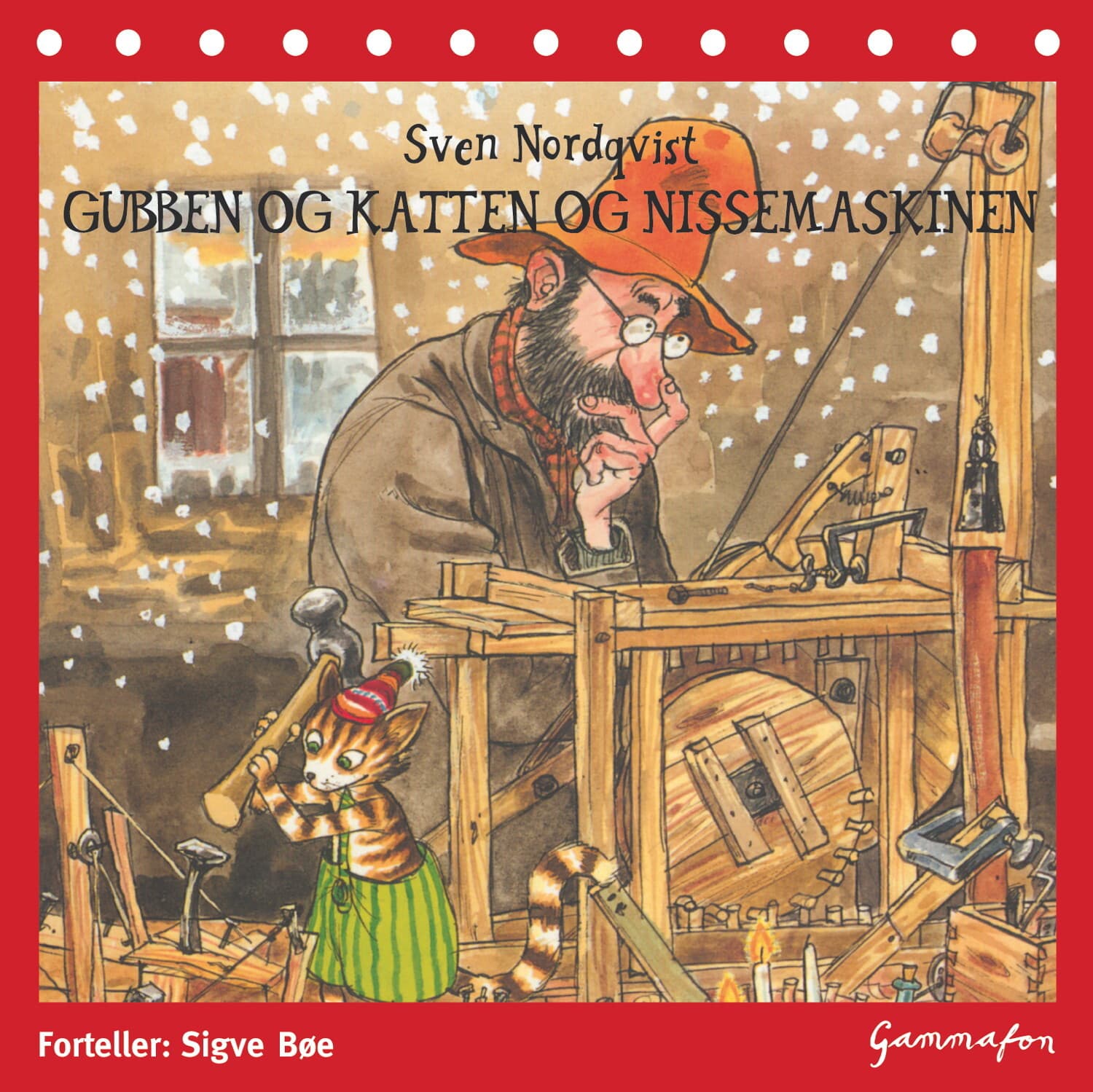 Omslag Gubben og katten og nissemaskinen av Sven Nordqvist (Lydbok)
