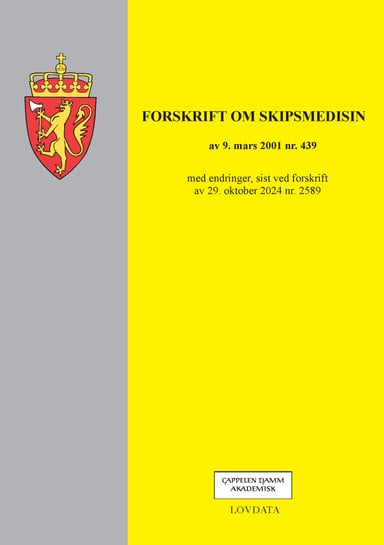 Omslag av "Forskrift om skipsmedisin"