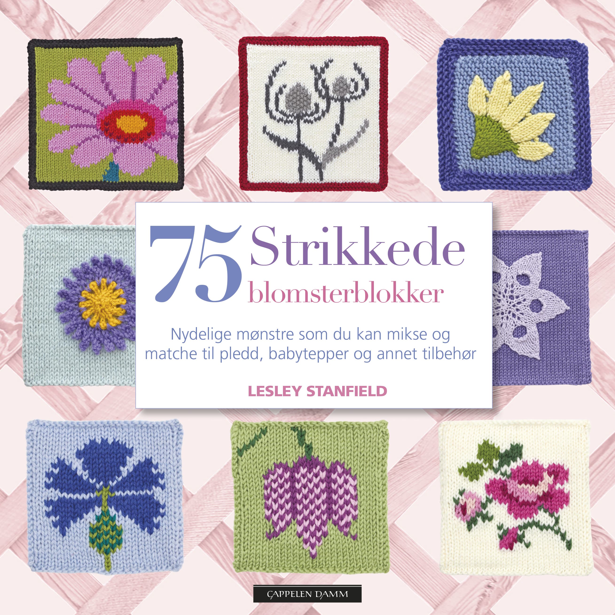 Omslag 75 strikkede blomsterblokker av Lesley Stanfield (Heftet)