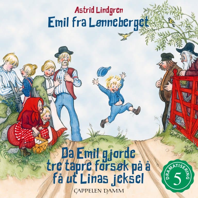 Omslag Da Emil gjorde tre tapre forsøk på å få ut Linas jeksel av Astrid Lindgren (Lydbok)