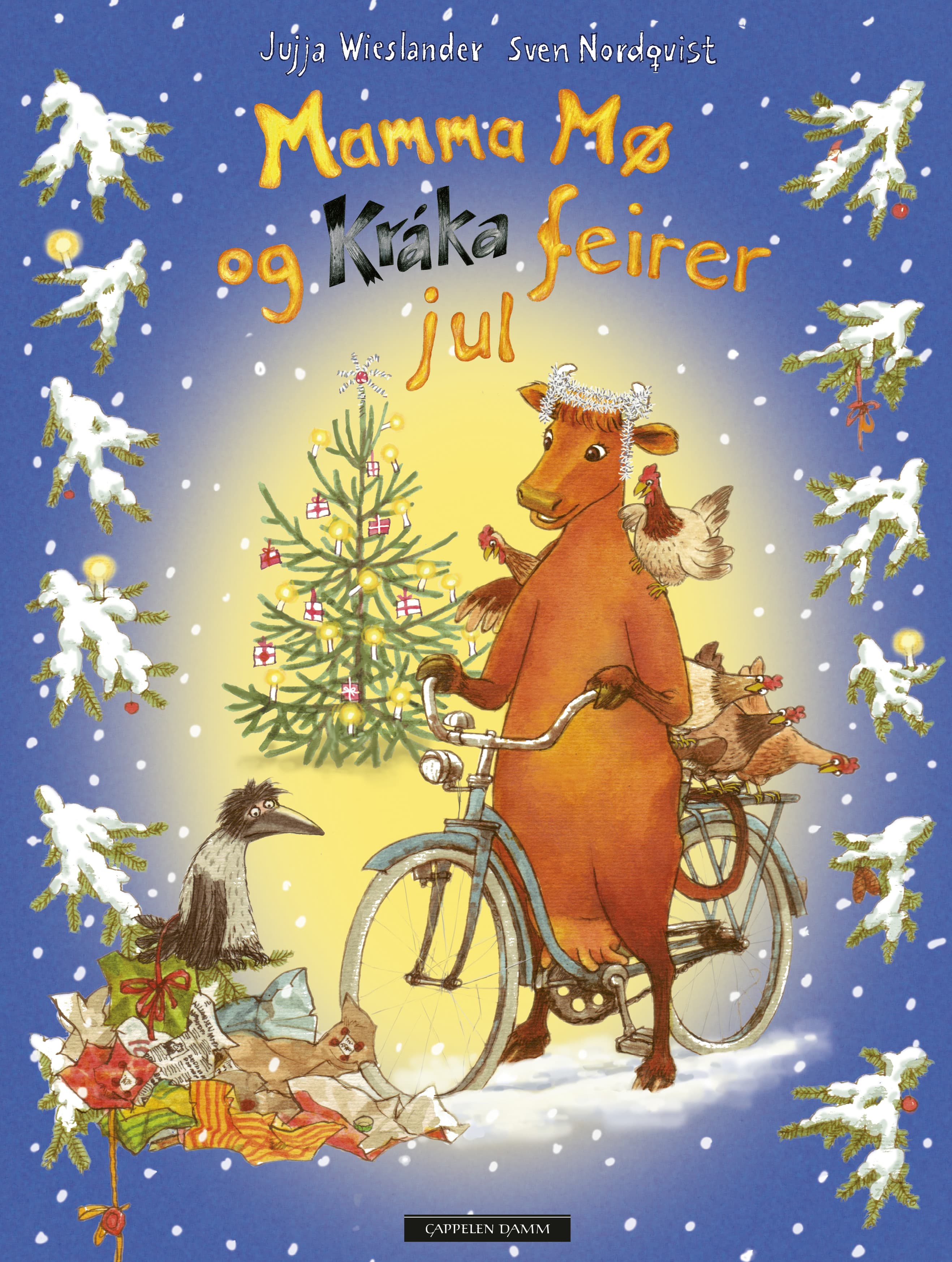 Omslag Mamma Mø og Kråka feirer jul av Jujja Wieslander og Sven Nordqvist (Innbundet)