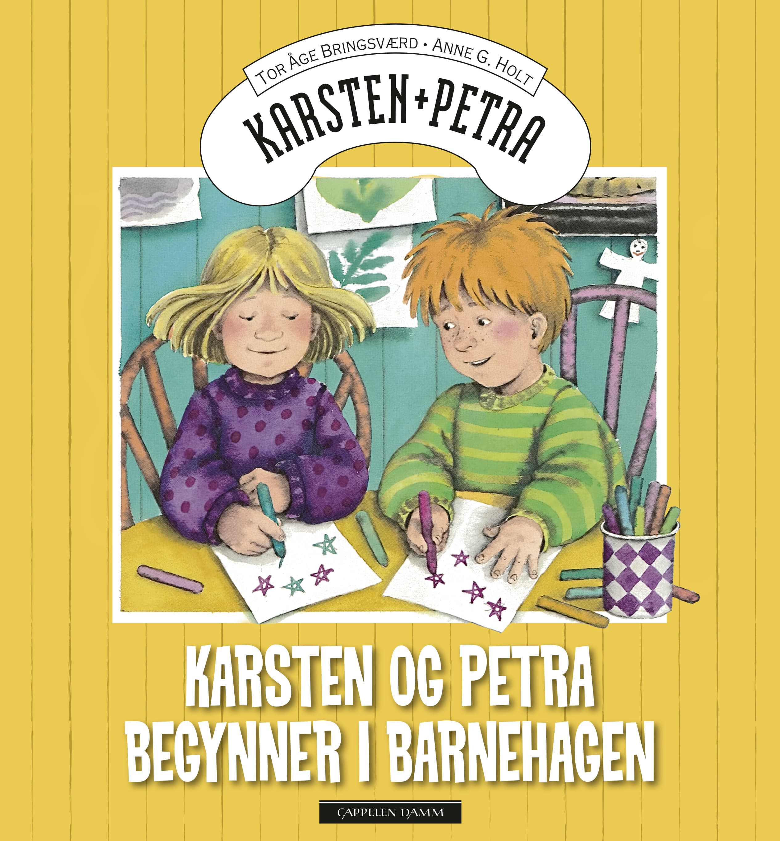 Omslag Karsten og Petra begynner i barnehagen av Tor Åge Bringsværd (Innbundet)