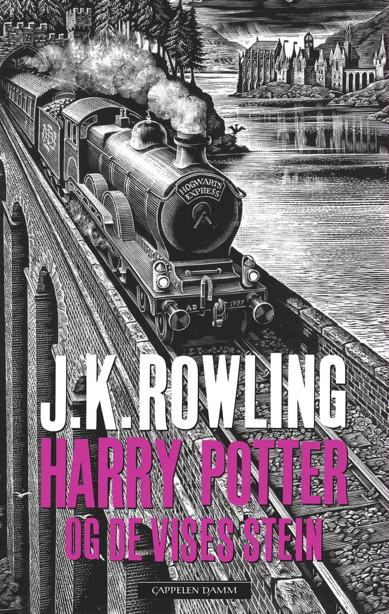 Omslag Harry Potter og De vises stein av J.K. Rowling (Innbundet)
